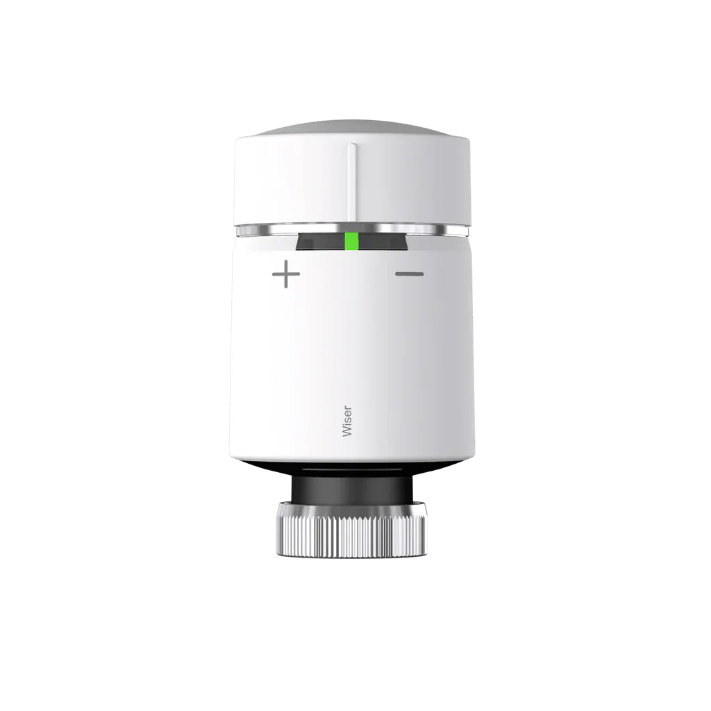 Drayton Wiser Radiator Thermostat shown with UK radiator and app context
